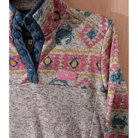 Simply Southern Small WomenTribal Pattern Crab Pineapple Pullover Fleece Jacket - Picture 6 of 6